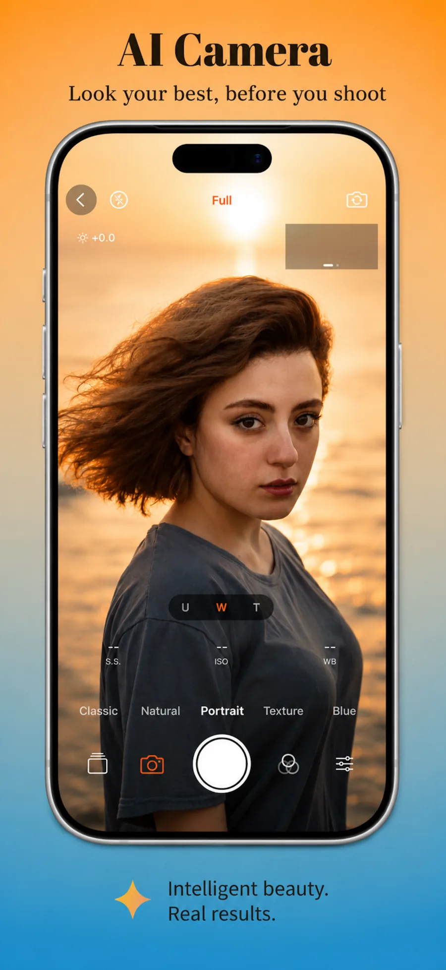 AI Camera live portrait enhancement preview